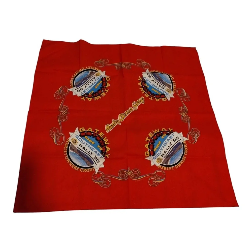 VTG 90s Harley Davidson Motorcycles Owners Group‎ Southwest Rally Bandana Red